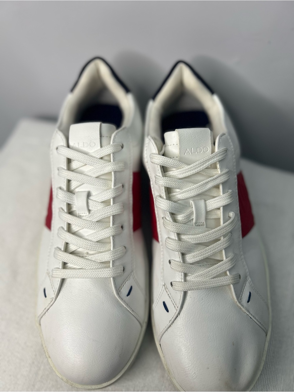 ALDO White Sneakers with Red Side Panels